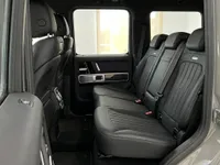 Mercedes-Benz G63 AMG's luxurious black leather rear seats and spacious interior cabin in Ibiza.
