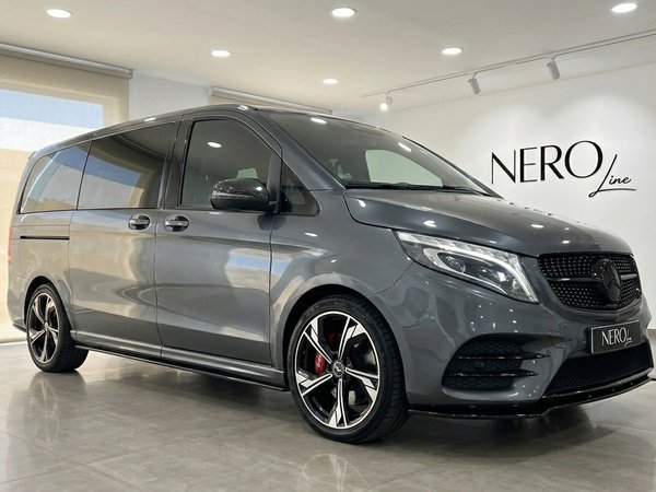 Mercedes-Benz V-Class 250d — Front view in Benidorm The 2021 Mercedes-Benz V-Class 250d in gloss metallic Daytona Gray, shown from the front three-quarter angle in Benidorm.